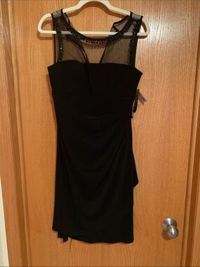 Scarlett Nite Black Sheer Beaded Midi Dress